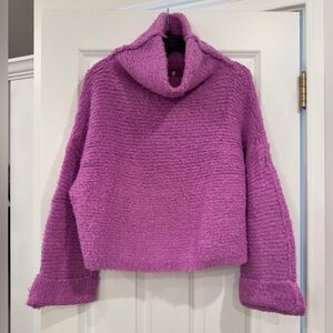 Free People Purple Cropped Neck Sweater